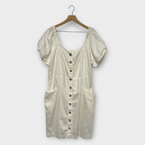 Madewell Plus Linen-Cotton Puff-Sleeve Mini Dress - Picture 3 of 7